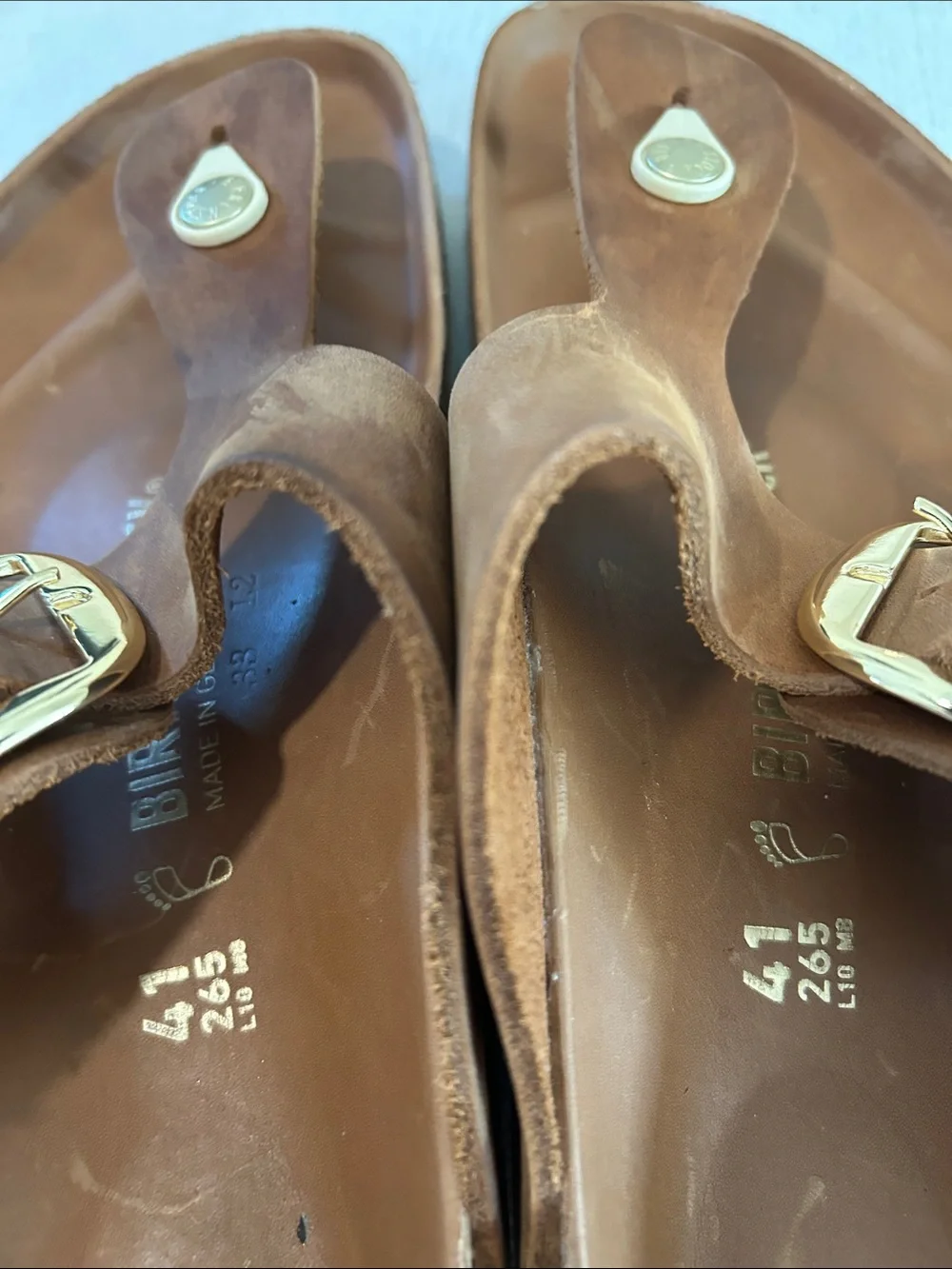 Birkenstock Women's Gizeh Big Buckle Sandals Cognac Oiled Leather, Size 10, NWOT